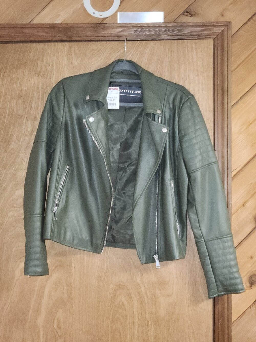 Forest Green Leather Jacket with Silver Accents